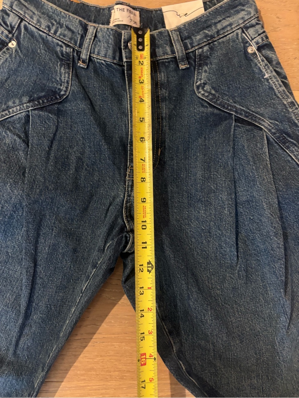 Free People We The Free Golden Hour Trouser Jeans 26 NWT Deacon Blue Pleated - Picture 12 of 13